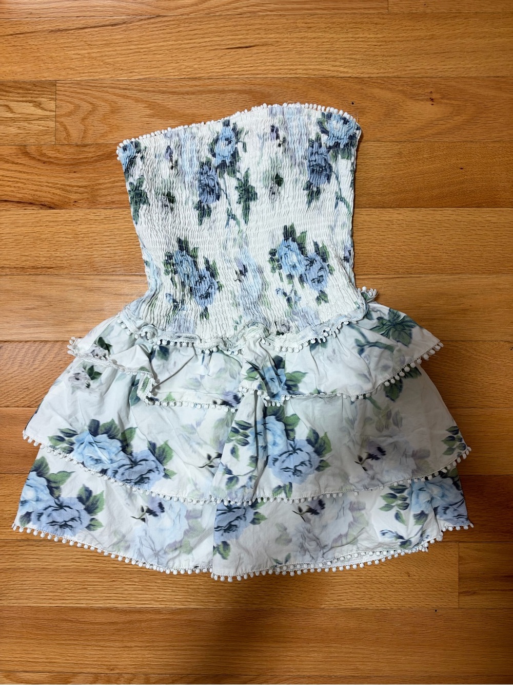 Princess Polly Blue Floral Smocked Tiered Skirt